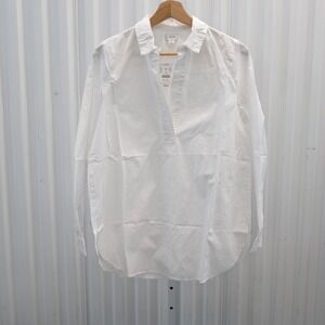 NWT J. Crew Women's White Long Sleeve Popover Shirt Blouse Top Size Small
